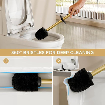 FORIOUS Toilet Brush and Holder Set, Heavy Duty 304 Stainless Steel Base Square - Image 4