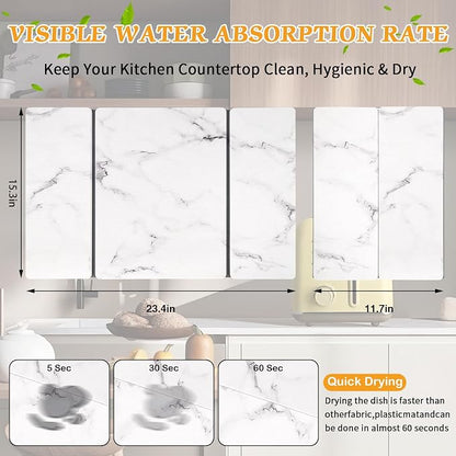 Stone Dish Drying Mat for Kitchen Counter, Absorbent Diatomaceous Earth Bath - Image 2