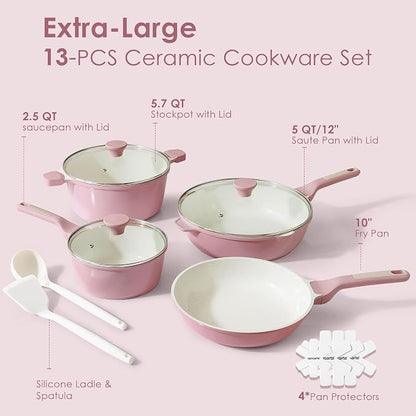 SENSARTE Nonstick Ceramic Cookware Set Large 13-Piece, Healthy Pots and Pans - Image 6