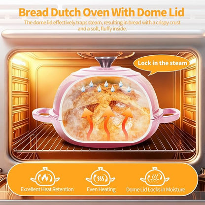 ONKO Dutch Oven For Sourdough Bread Baking, 6QT Enameled Cast Iron Dutch Oven - Image 4