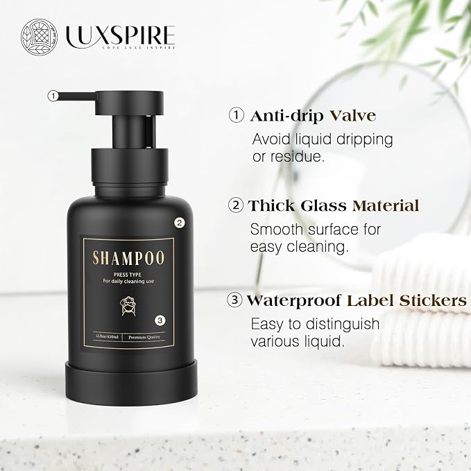 Luxspire Foaming Soap Dispenser, Glass Foam Pump Soap Dispenser, Non-Slip Hand - Image 3