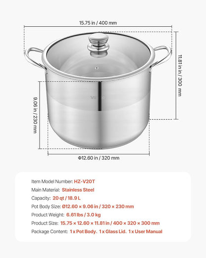 VEVOR Stainless Steel Stock Pot, 16QT Stainless Steel Stockpot - Image 7