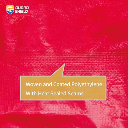 GUARD SHIELD Red Tarp 12x20 Feet Tarps High Visibility Outdoor Poly Cover Lightweight 6mil