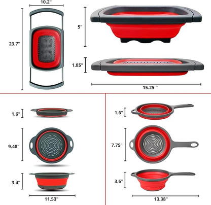 Set of 3 Red Food Strainer for Kitchen - Image 2