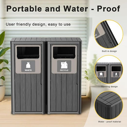 ROJIK 35" Tall Outdoor Trash Can, Weatherproof Resin Garbage Indoor Durable - Image 6