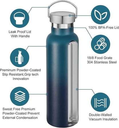 Neihepal 20 oz Insulated Water Bottles Bulk 4 Pack, Stainless Steel Double Wall - Image 3