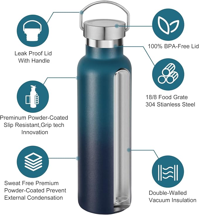 Neihepal Gradient Stainless Steel Water Bottles, 20 Ounce Vacuum Insulated - Image 3