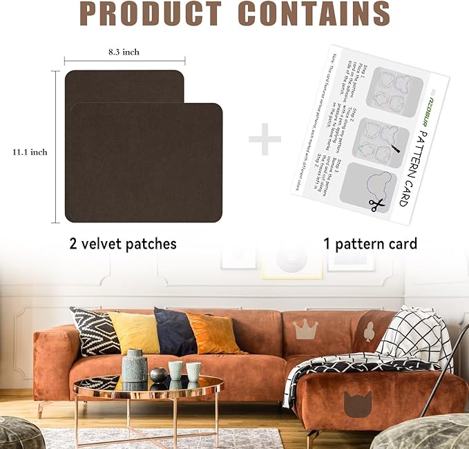 Azobur Fabric Couch Repair Patch 8.3 x 11 inches,Self-Adhesive Fabric Repair Patch for Furniture,Handbag,Sofa,Car Seats-(Blue)
