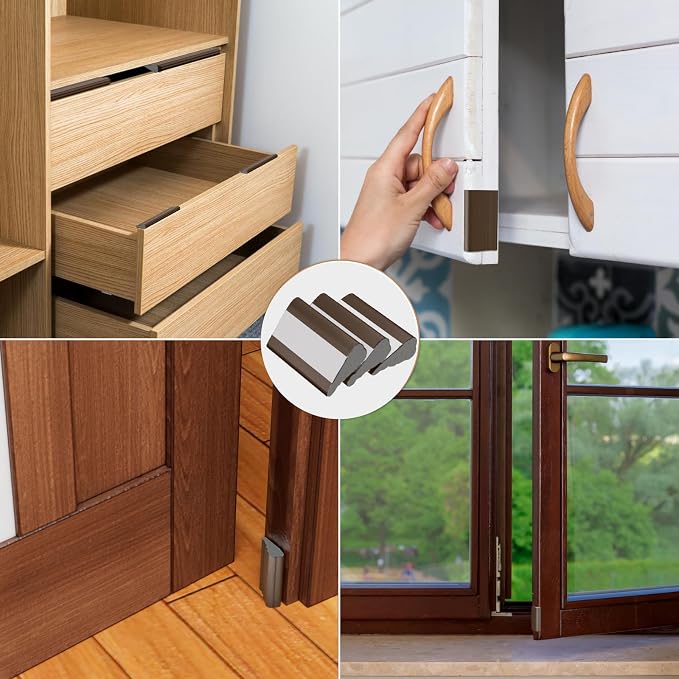 Wedge-Shape Window Weather Stripping Door Frame Seal Strip 118” Brown, Upgrade - Image 8