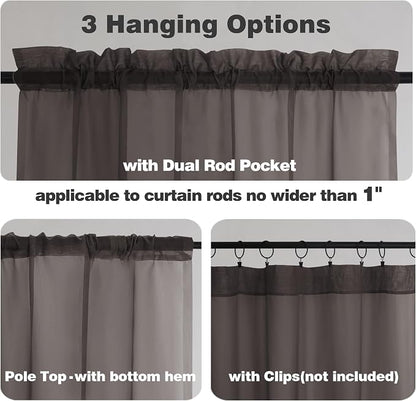 Chyhomenyc Sheer Curtains 63 Inch Length 2 Panels, Light Filtering Rod Pocket - Image 2