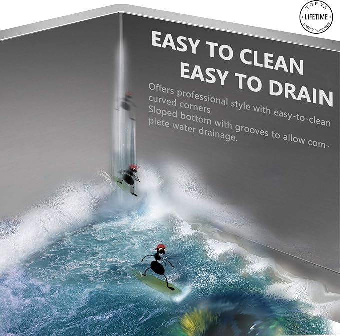 TORVA 14 x 18 Inch Undermount Kitchen Sink, Premium 304 Stainless Steel Bar Sink - 9 Inches Deep Basin Single Bowl Sink