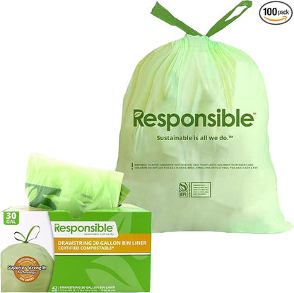 Responsible Products Kitchen Bin Liners, Certified Compostable, Heavy Duty by ResponsibleProducts%C2%AE