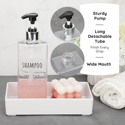 Segbeauty 3pcs Clear Soap Dispenser, 16.9oz Refillable Shampoo Conditioner - Image 3