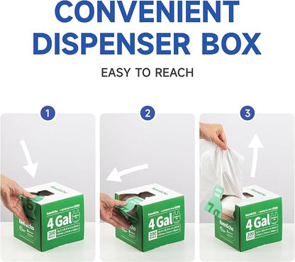 Small Trash Bags with Handles 1.2 Gallon 200 Count White - Image 3