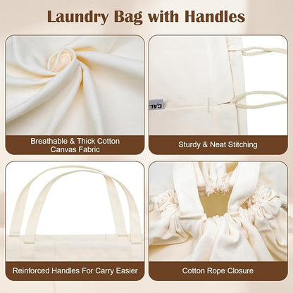 Canvas Laundry Bag 40in x 35in, Thick Cotton Laundry Bag - Image 3