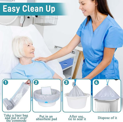 Commode Liners with Absorbent Pads- 100 Commode Bags+ 100 Commode Pads - Image 6
