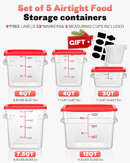 8QT NSF Food Storage Containers: 8 PCS Commercial Clear Square Food Storage - Image 9