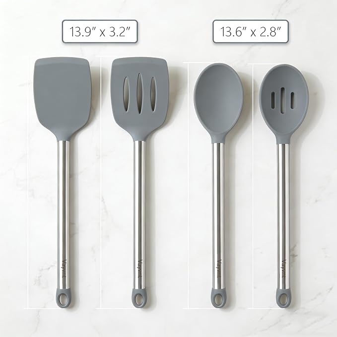 Vayvnt 4 PCS Cooking Utensils Set, Silicone Kitchen Spatula Set - Image 2