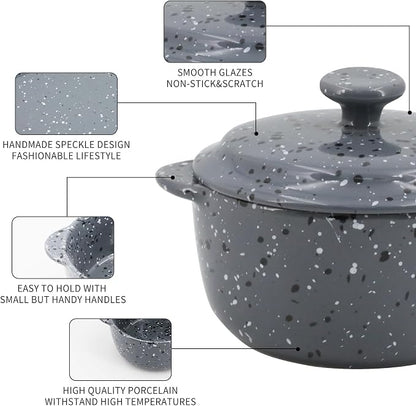 Individual Serving Pot Set of 4-10 Oz Ceramic Mini Cocotte - Image 4