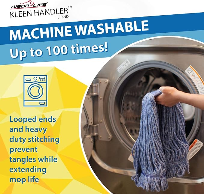 KLEEN HANDLER HEAVY DUTY Commercial Mop Head Replacement, Wet Industrial Blue - Image 3