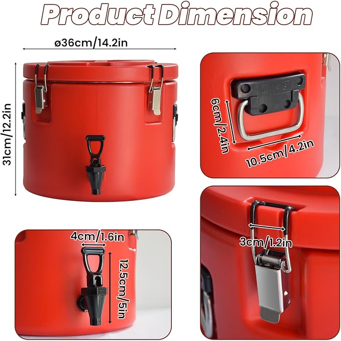 20L/5Gal Insulated Beverage Dispenser, Ice & Hot Drink Dispenser - Image 8
