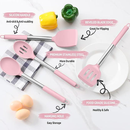 E-far Cooking Utensils Set of 4, Silicone Kitchen Utensils - Image 4