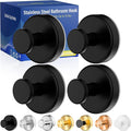 Suction Cup Hooks for Shower,Removable No Drill Towel Hooks,Upgraded 15 lbs Strong Suction hooks for Bathroom Tile,Shower Wall,Glass Door,Kitchen-Loofah,Coat,Stainless Waterproof-Matte Black 4 Pcs