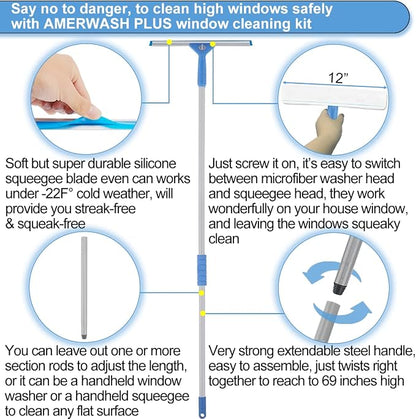 Window Squeegee Washing Kit for High Window, Shower Glass Door, Mirror Cleaning - Image 5