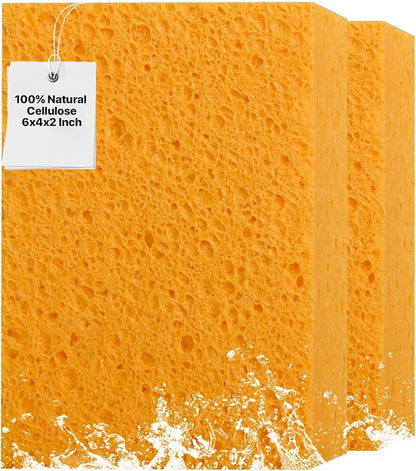2 PCS Large Natural Cellulose Sponges 6x4x2 Inch by MtJun