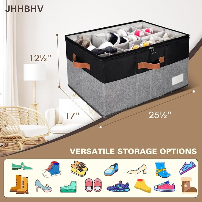 1 Pack Shoe Organizer for Closet, Adjustable Shoe Box Storage Containers - Image 6