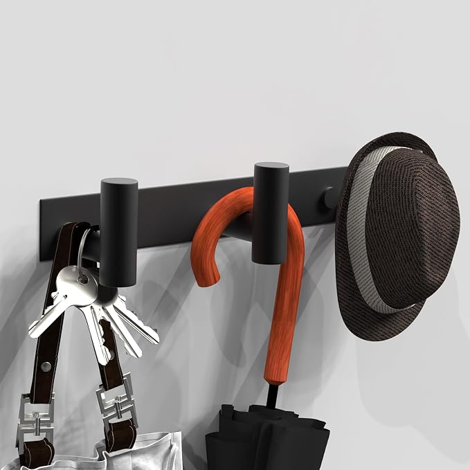 VAEHOLD Black Hat and Coat Wall Mount Rack - Image 3