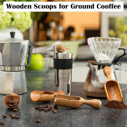 Wooden Scoops for Canisters 3PCS Wooden Scoop for Jars Acacia Mini Measuring - Image 4