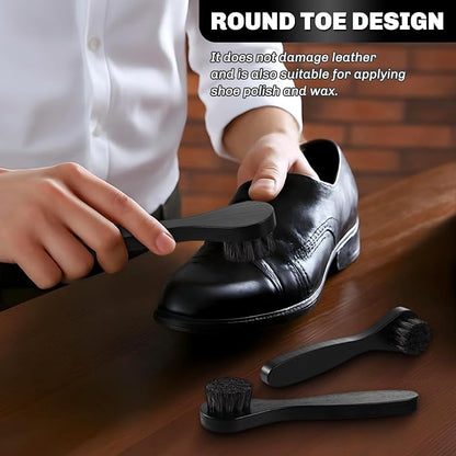 4 Pcs Horsehair Shine Shoes Brush Kit Polish Dauber Applicators Cleaning - Image 3