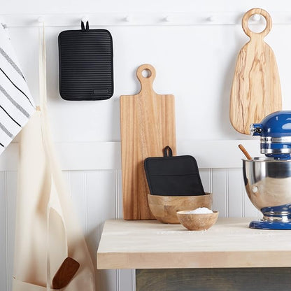 KITCHENAID Ribbed Soft Silicone Pot Holder 2-Pack Set, Matte Black - Image 4