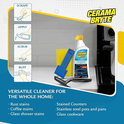 Cerama Bryte Glass Cooktop and Stove Top Cleaner Combo Kit - Image 3