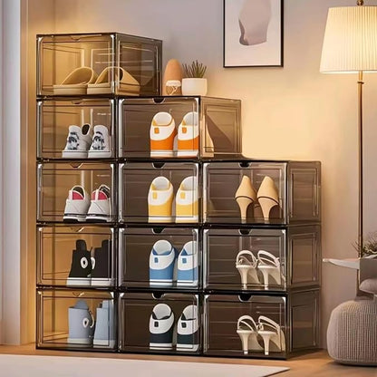 Upgraded Shoe Storage Organizer 6 Pack Clear Plastic Stackable Shoe Box - Image 3