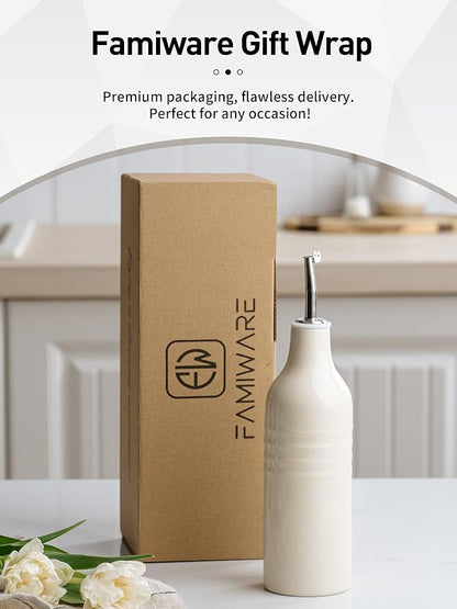 famiware Jupiter 16oz Ceramic Olive Oil Dispenser Bottle, Olive Oil and Vinegar - Image 5