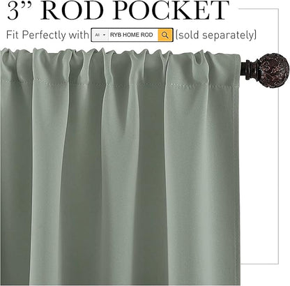 RYB HOME Dorm Curtains Room Darkening, 30 inch Length Privacy Window Treatment - Image 2
