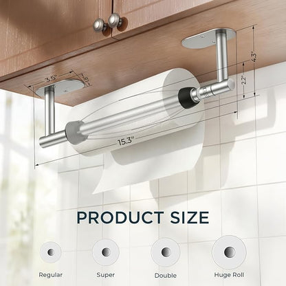 FORIOUS Paper Towel Holder Under Cabinet, One Hand Operable - Image 3