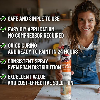 Kraken Bond Fastcoat Fire Rated Spray Foam Insulation Kit Closed Cell in a Can - Image 7