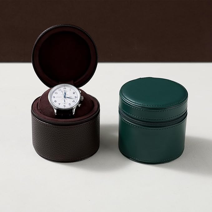 Oirlv Luxury Leather Watch Travel Case Single Watch Case with Removable Pillow(Brown)