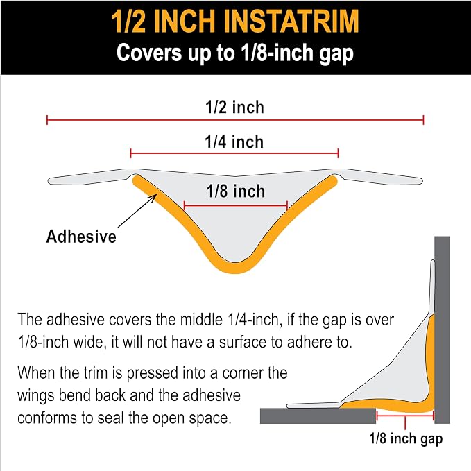 InstaTrim The Original Flexible Trim - 10ft Ivory 1/2" Wide Caulk Tape - - Image 6