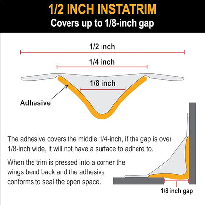 InstaTrim The Original Flexible Trim - 10ft Ivory 1/2" Wide Caulk Tape - - Image 6