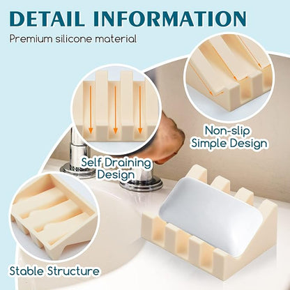 Silicone Soap Dish for Bar Soap Holder for Shower Bathroom Self Draining - Image 3