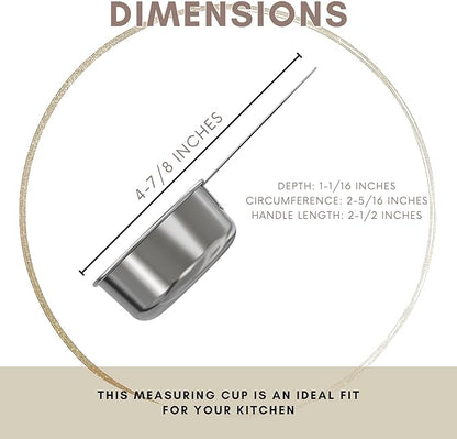 1/4 Cup Stainless Steel Measuring Cup | Sturdy Metal 60 ml | 60 cc | 2 oz | - Image 3
