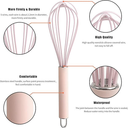 GorGin high temperature and easy to clean silicone whisk, 10 inch, grip good - Image 2