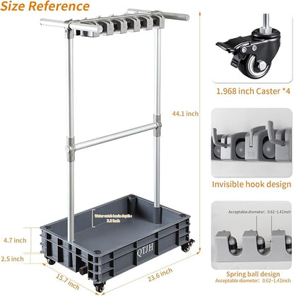 Broom mop holder cleaning supplies organizer janitorial carts on wheels - Image 7