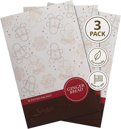 Simplicity Scents Gingerbread Scented Sachets Pack of 3, Fall & Winter by FloralSimplicity