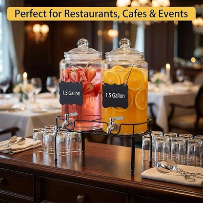 1.5 Gallon Glass Drink Dispenser Set of 2, Drink Dispensers - Image 9