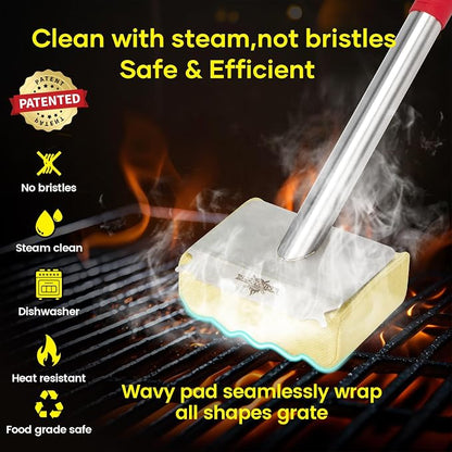 Grill Brush Bristle Free, Aramid Fiber Wavy Pad Seamless-Fit Cast - Image 2
